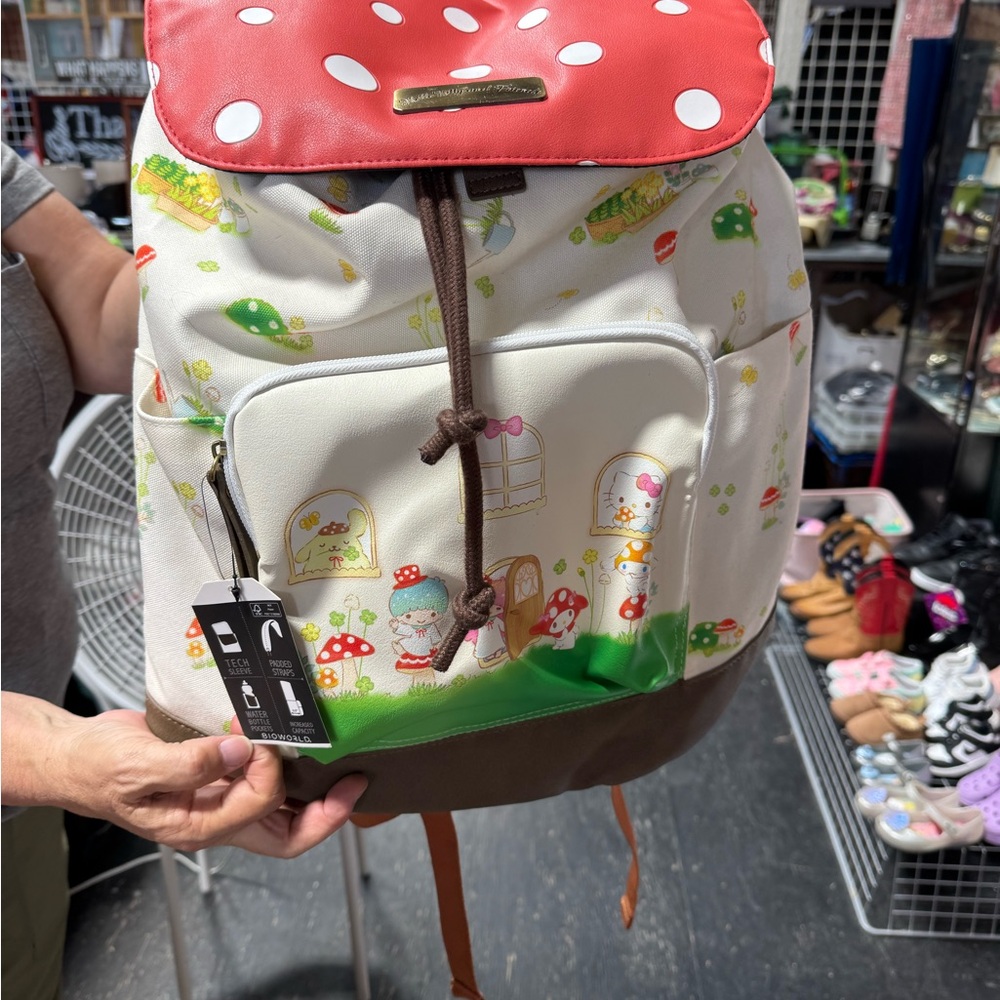 Bioworld Red and White Mushroom Kids Backpack
